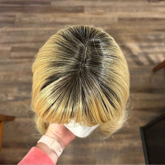 Long Blonde Synthetic Wig with Bangs - Picture 2 of 4